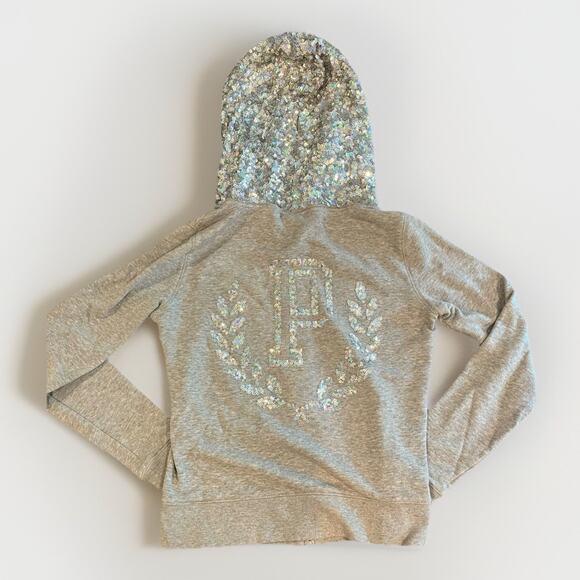 Victorias Secret Pink Graphic Limited Edition Sequined Hood Velour Hoodie SZ XS - Picture 2 of 6